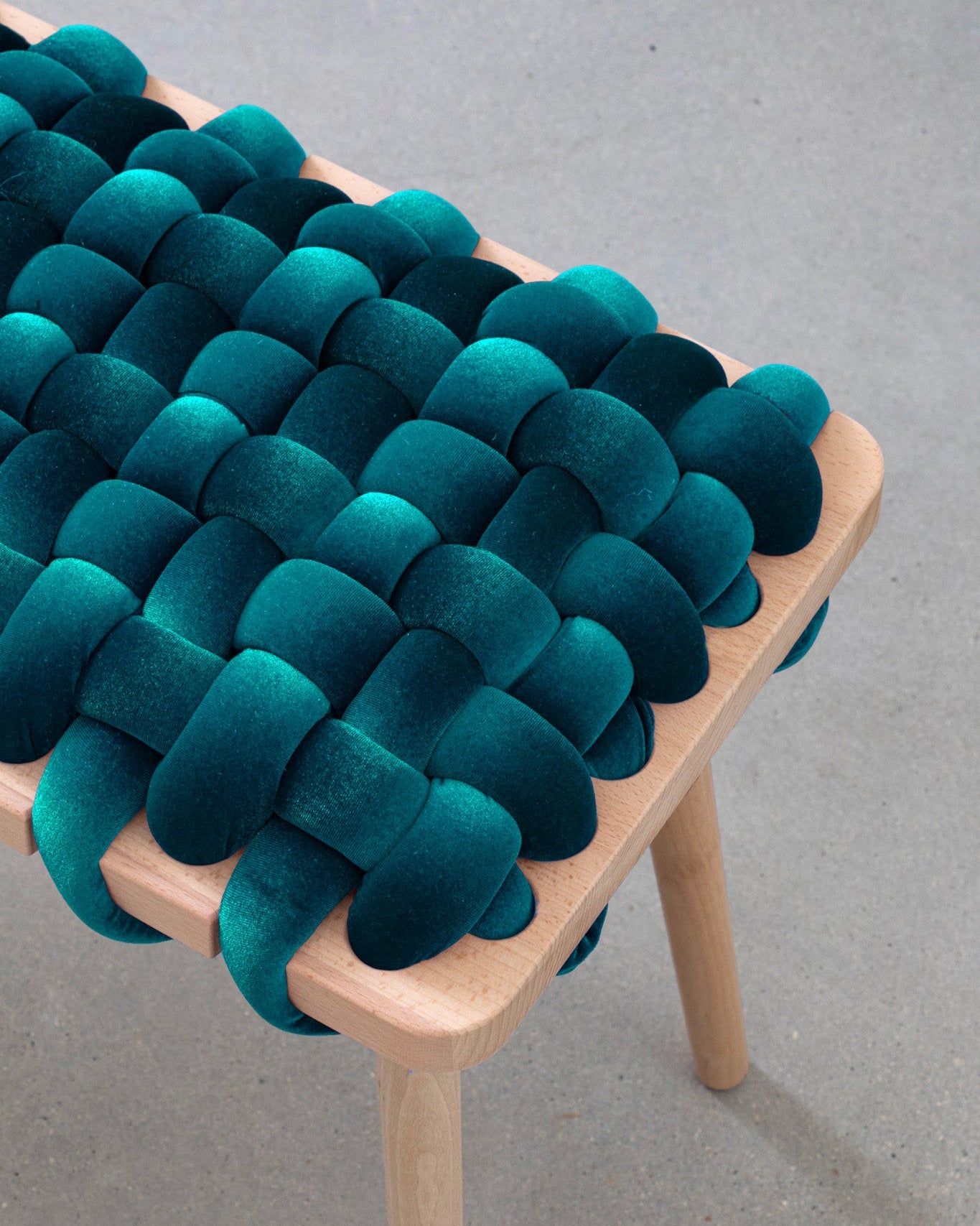 Petrol Velvet Woven Bench | Knots Studio