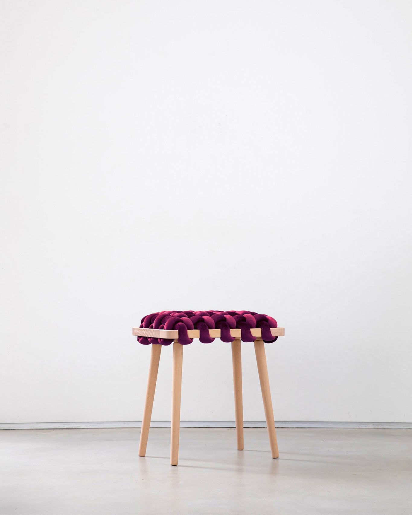 Burgundy Woven Stool