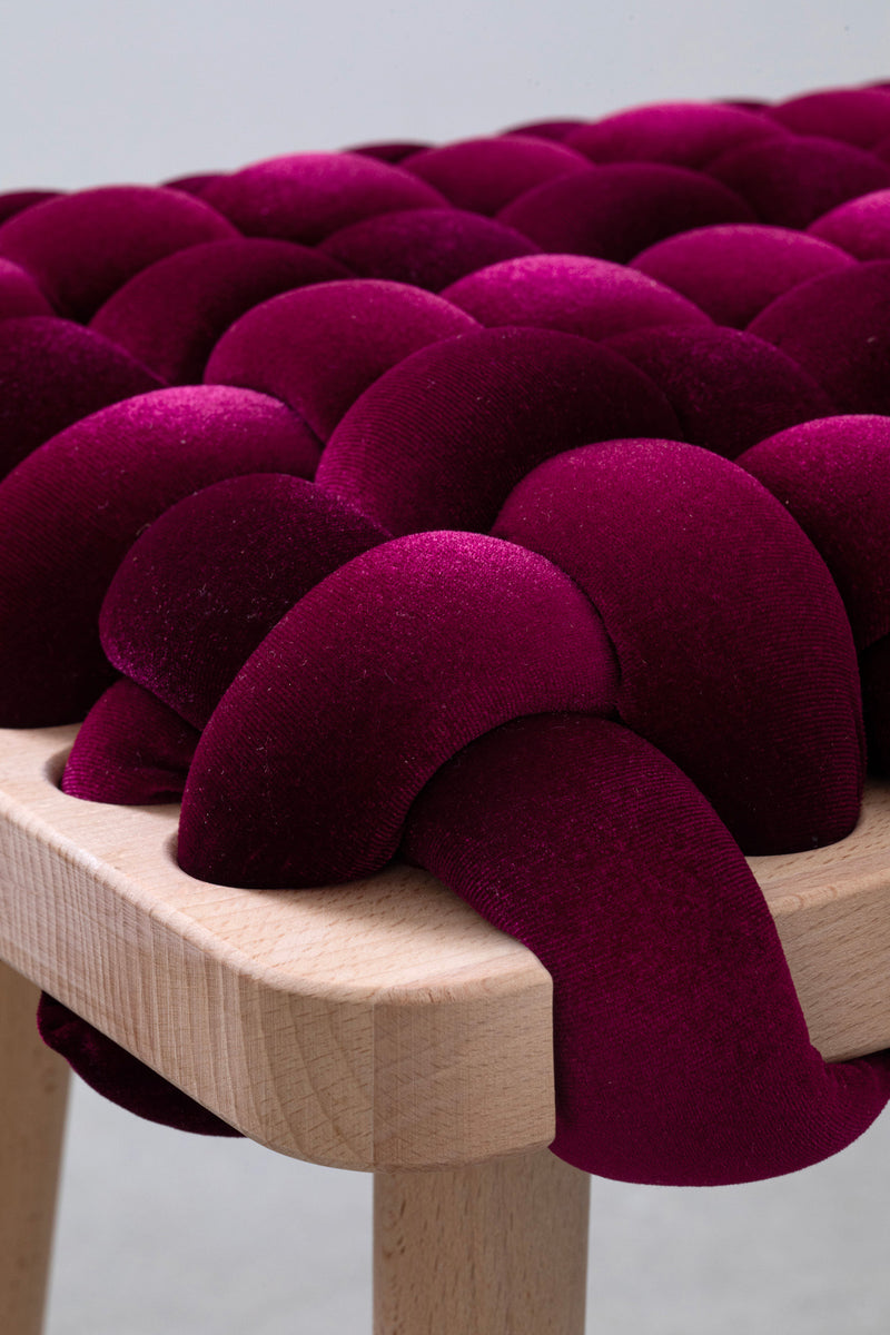 Burgandy Velvet Woven Bench