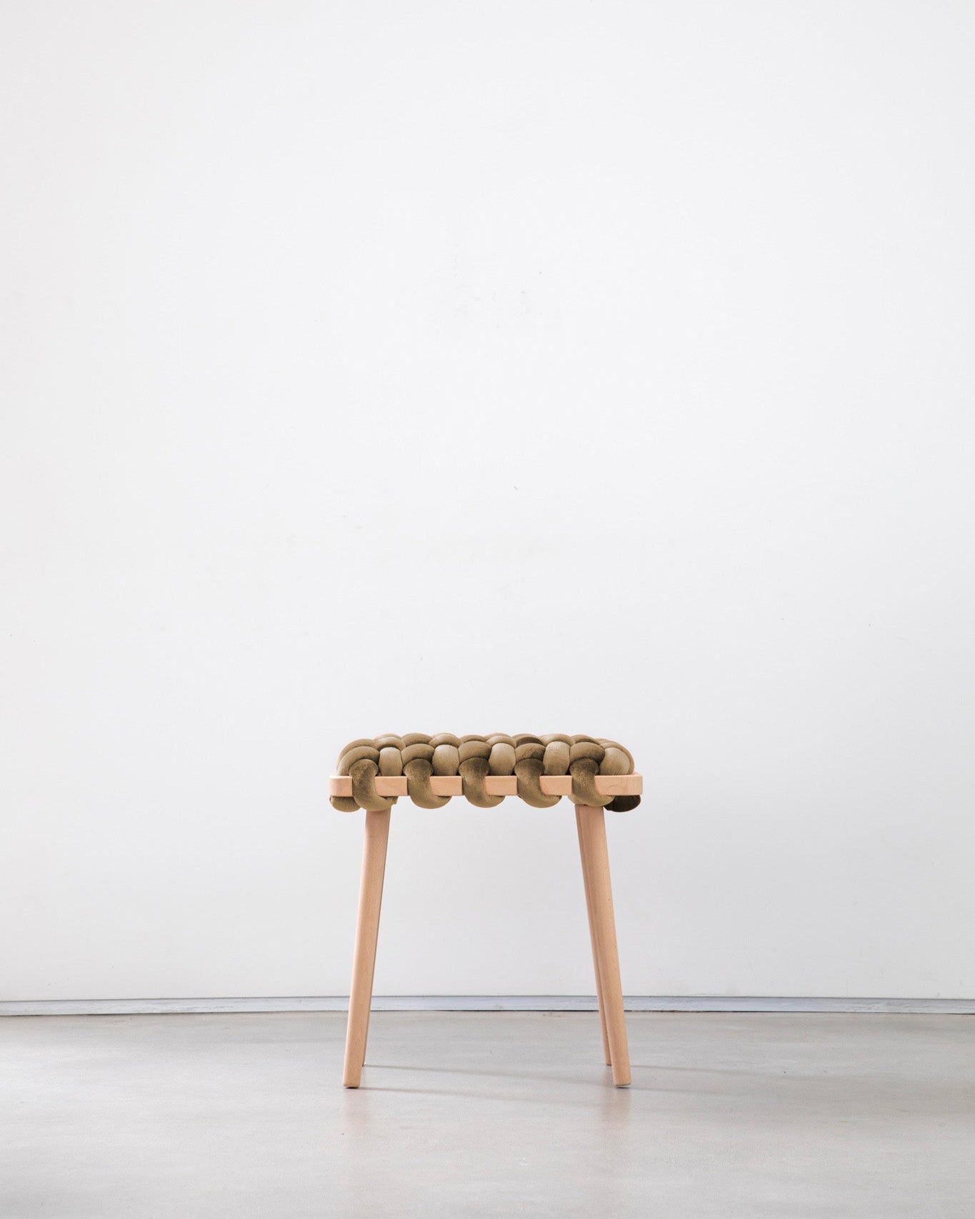 Truffle Velvet Woven Stool