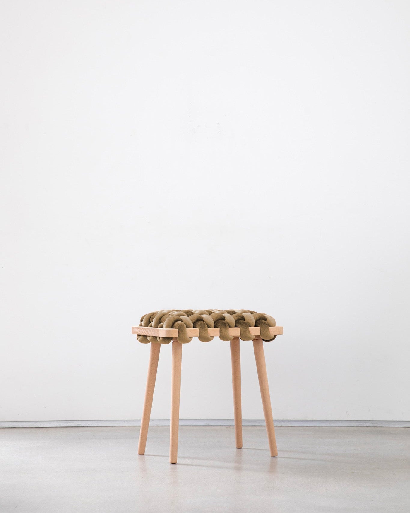 Truffle Velvet Woven Stool