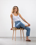 Truffle Velvet Woven Stool