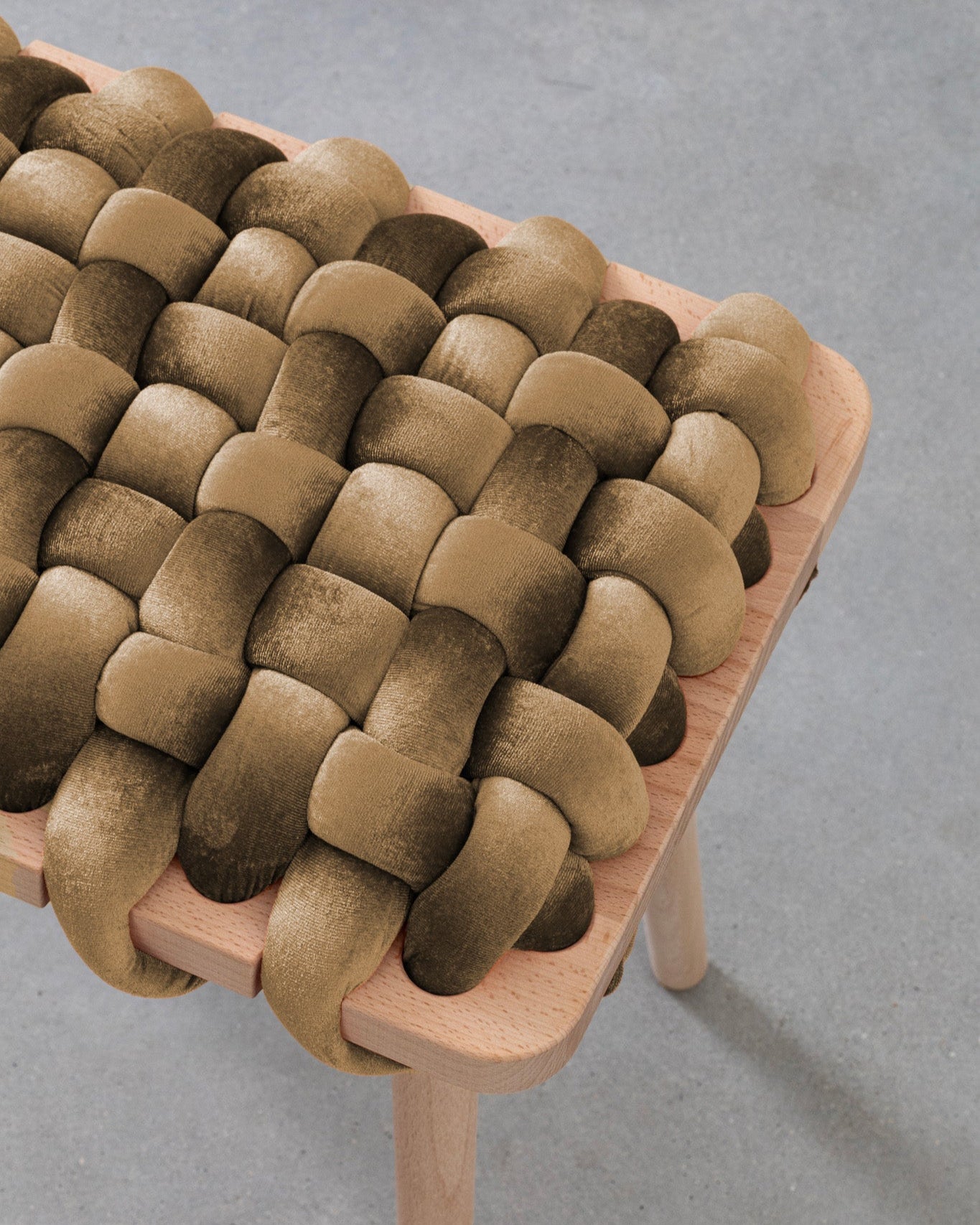 Truffle Velvet Woven Stool