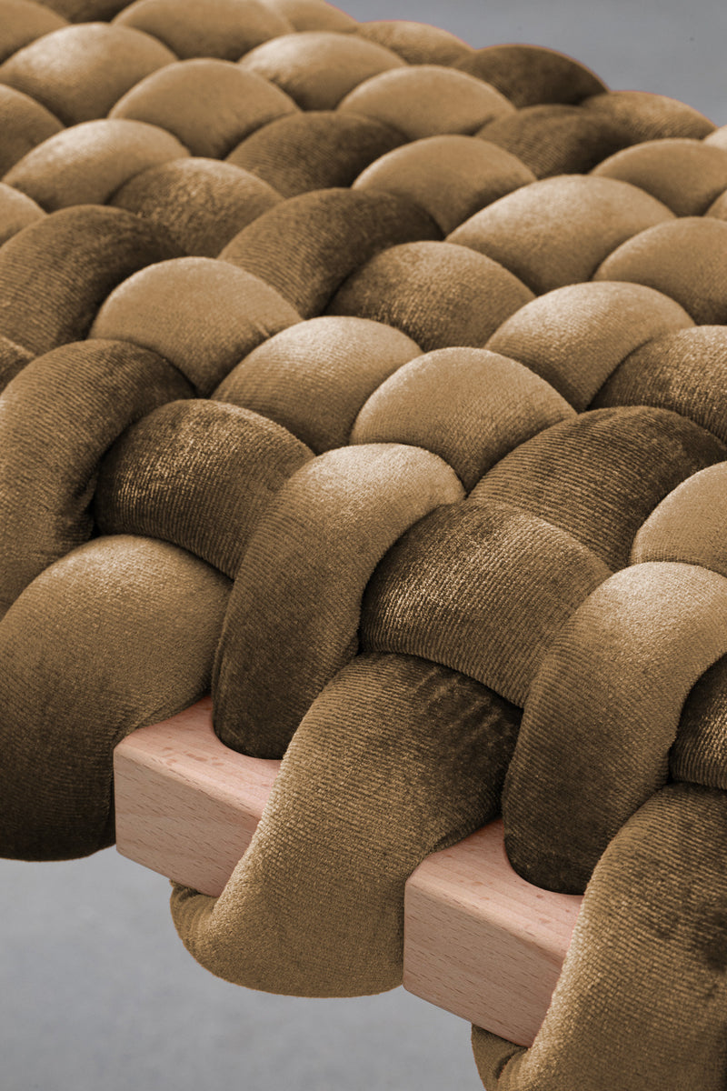 Truffle Velvet Woven Bench