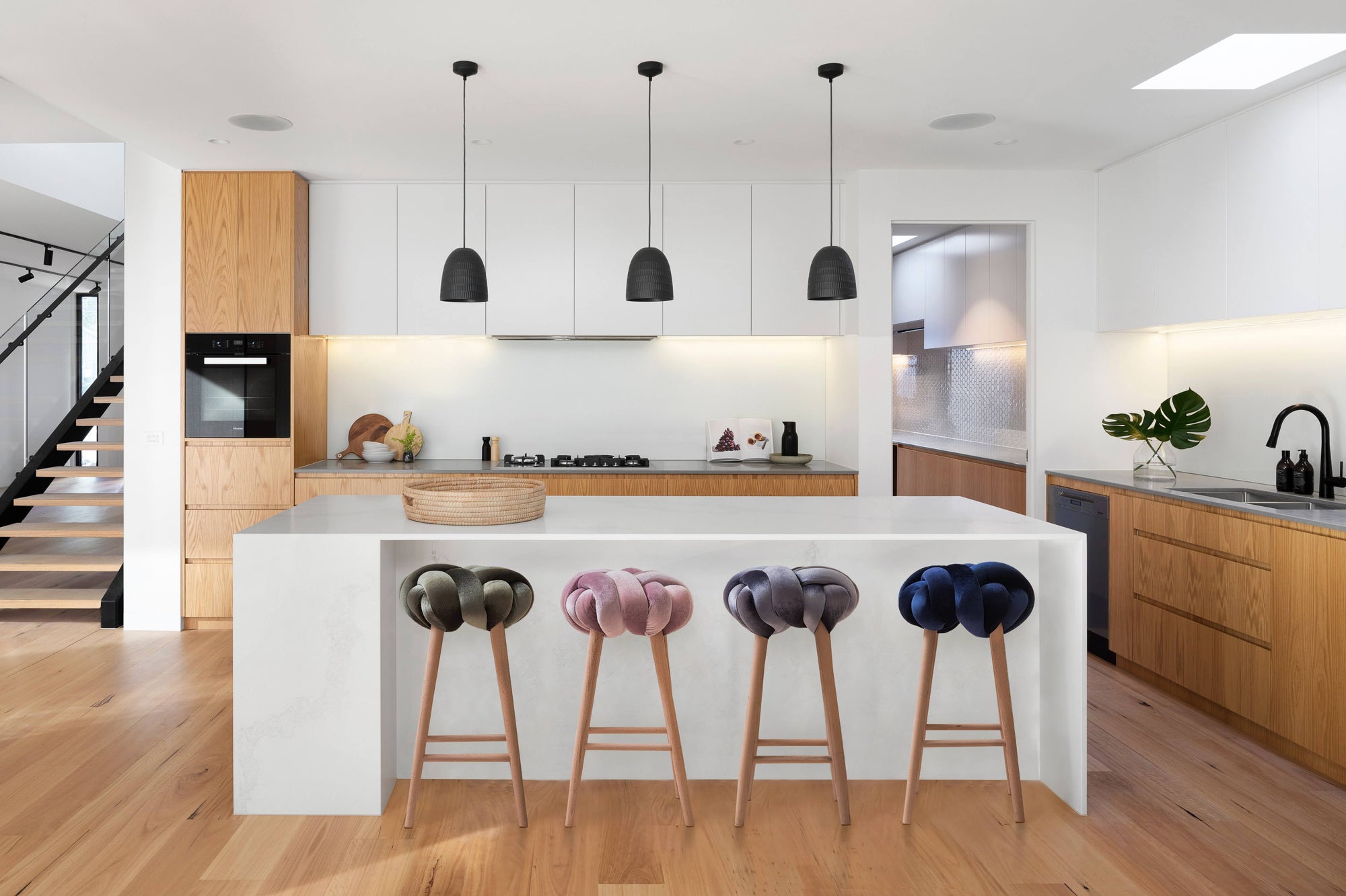 Glowing Rust Velvet Knot Bar Stool
