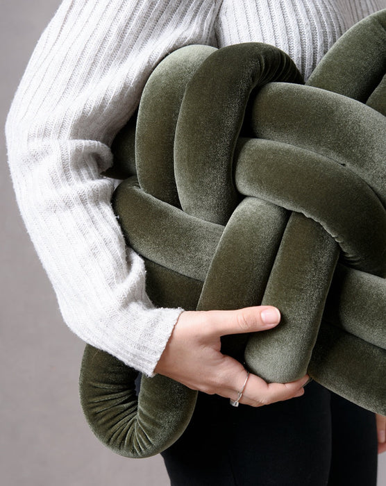 Olive Green Velvet Knot Pillow