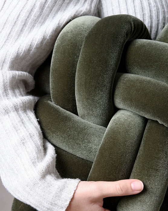Olive Green Velvet Knot Pillow