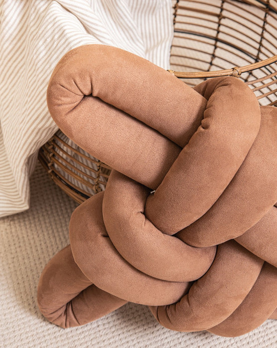 Chocolate Brown Vegan Suede Knot Pillow