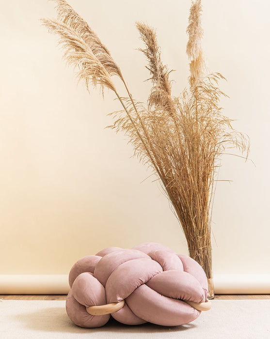 (M) Rose Pink Vegan Suede Knot Floor Cushion