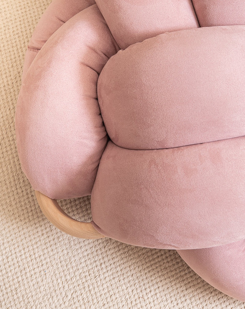 (L) Rose Pink Vegan Suede Knot Floor Cushion