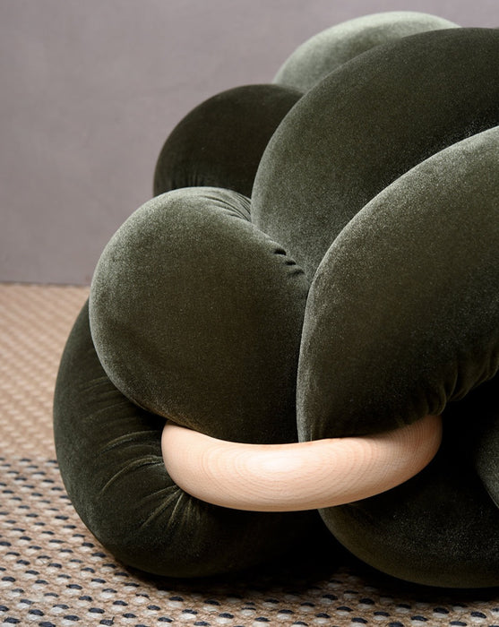 (M) Olive Green Velvet Knot Floor Cushion