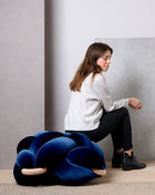 (L) Midnight Blue Velvet Knot Floor Cushion
