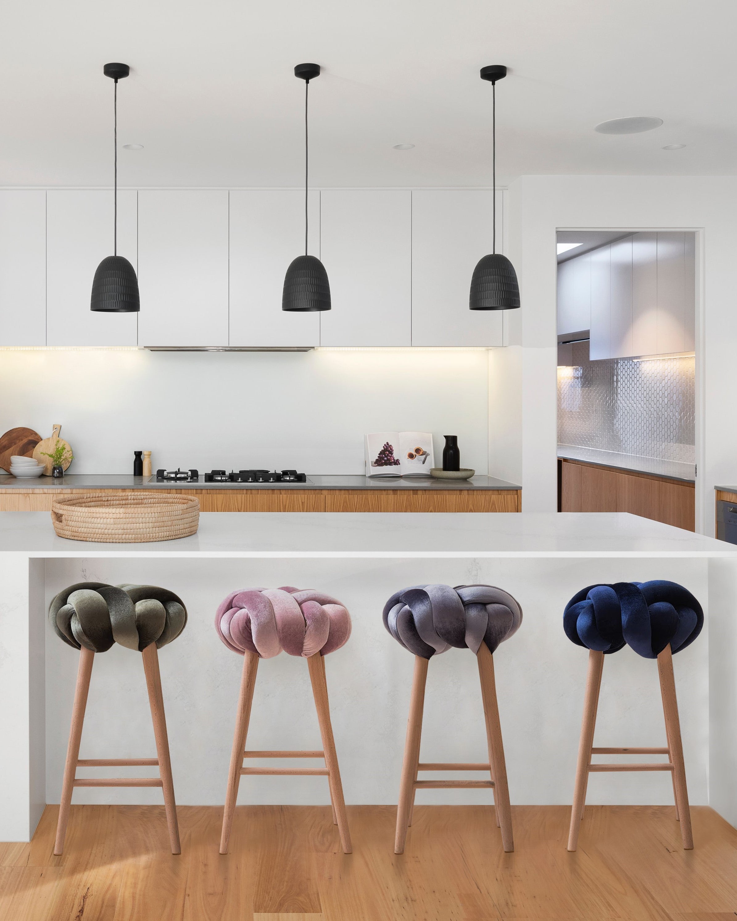 Purple Velvet Bar Knot Stool