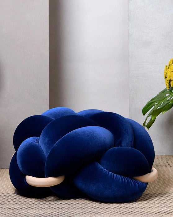 (L) Midnight Blue Velvet Knot Floor Cushion