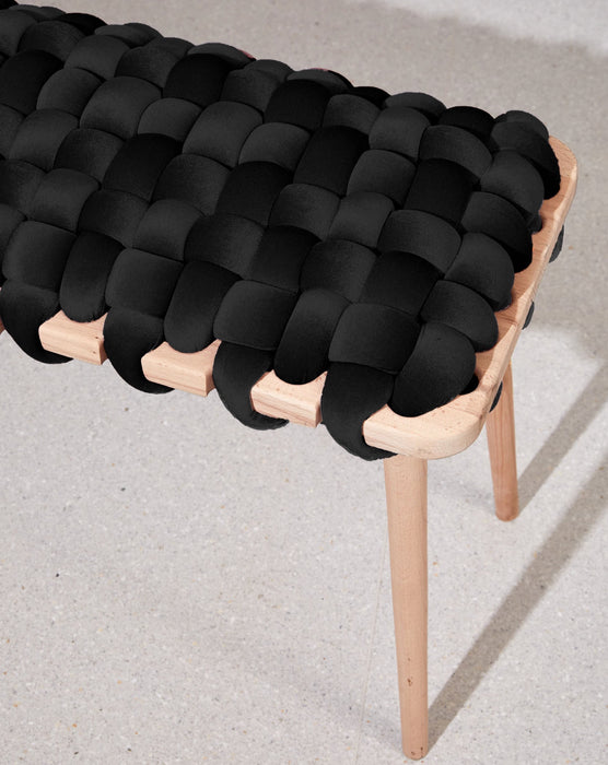 Black Velvet Woven Bench