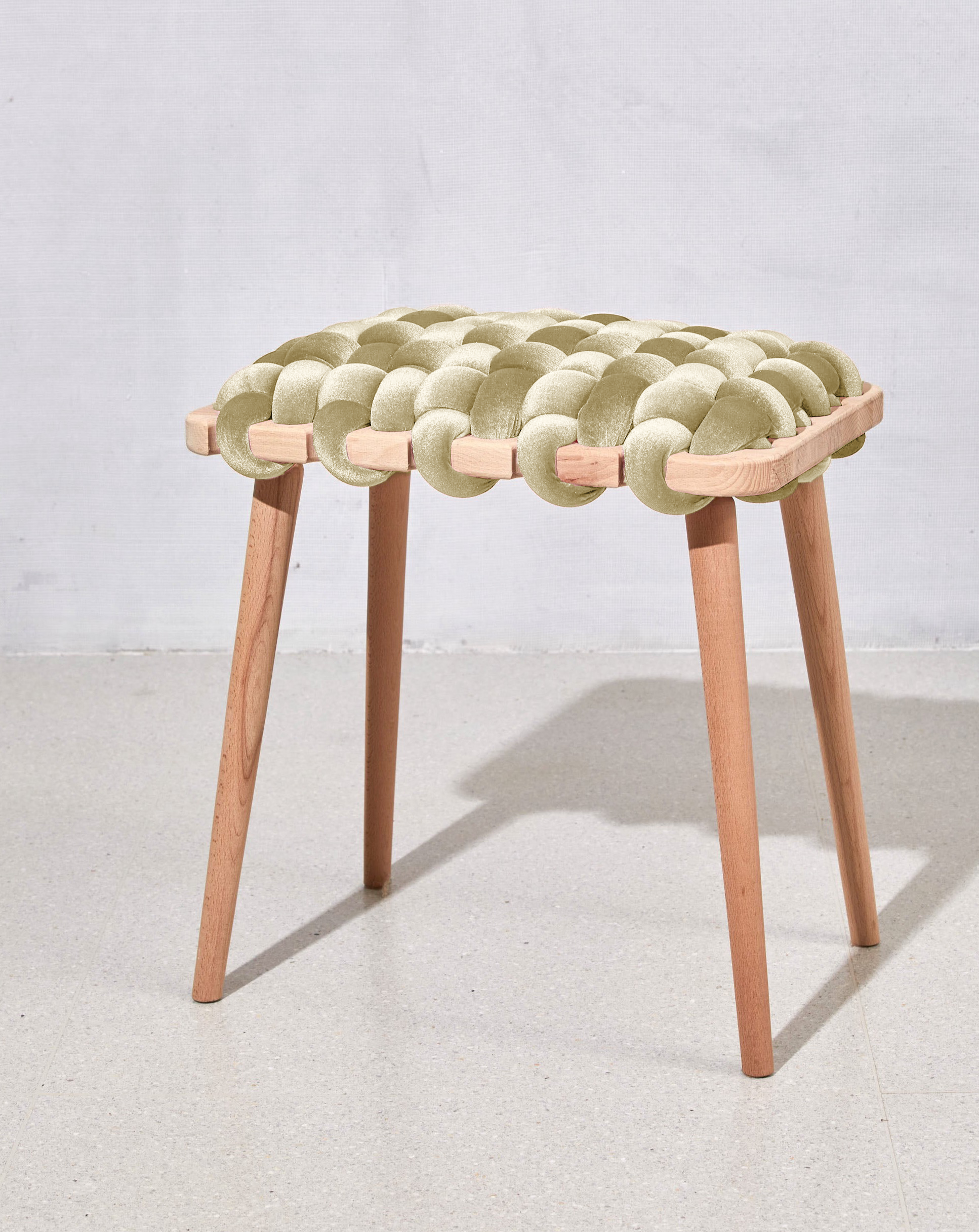 Champagne Velvet Woven Stool