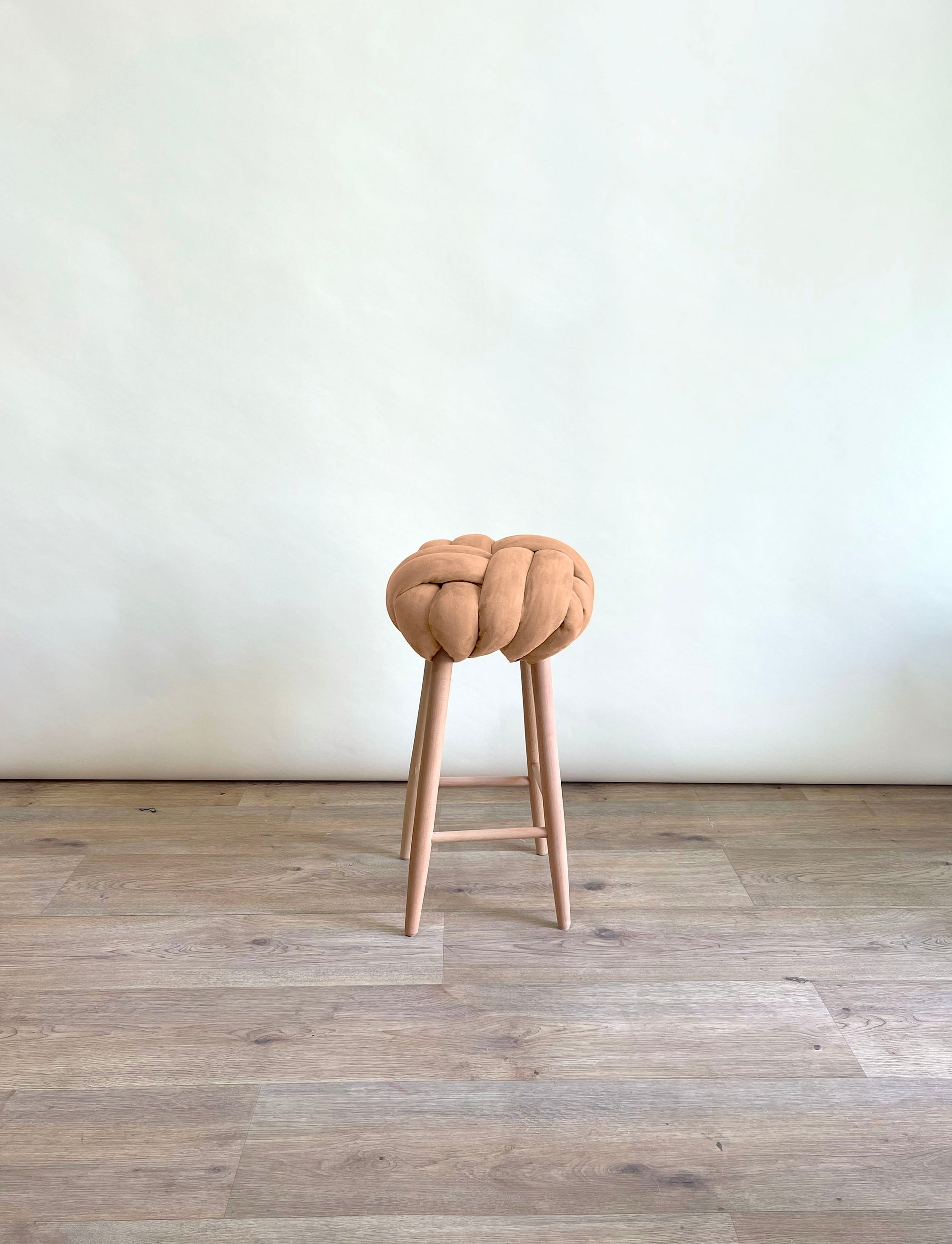 Camel Vegan Suede Knot Bar Stool