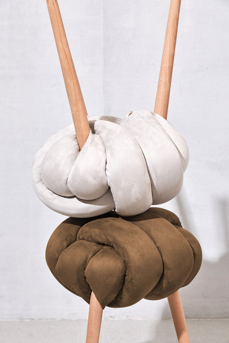 Chocolate Brown Vegan suede Knot Stool