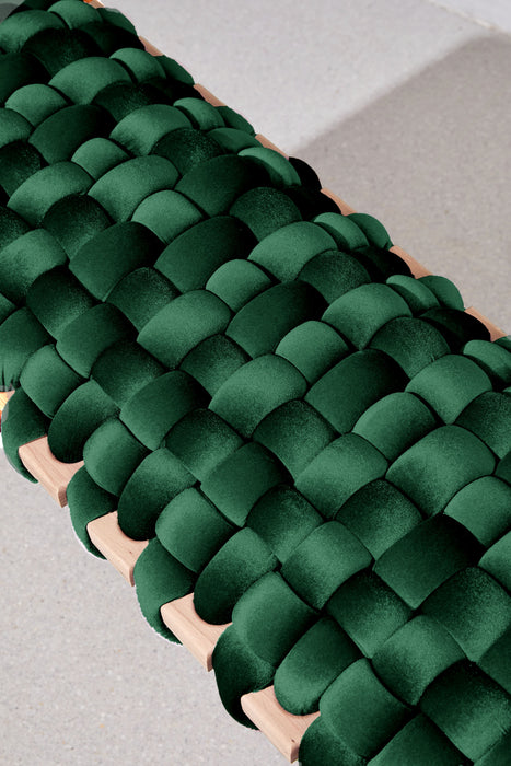 Emerald Green Velvet Woven Bench