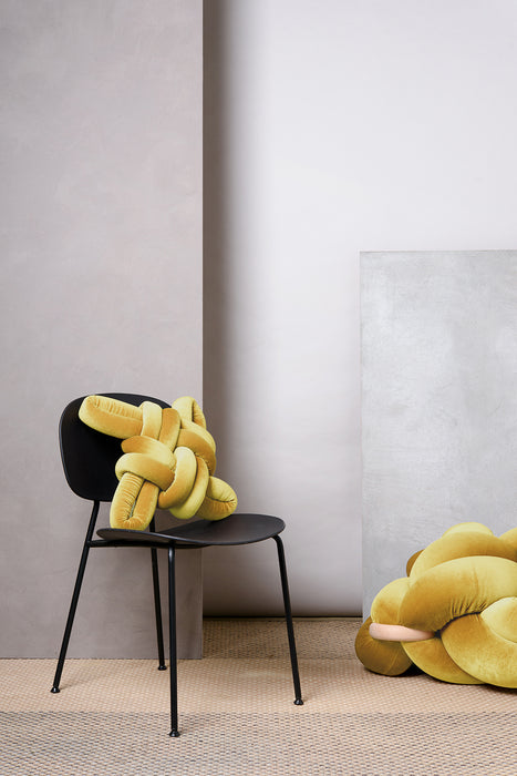 (M) Illuminate Yellow Velvet Knot Floor Cushion