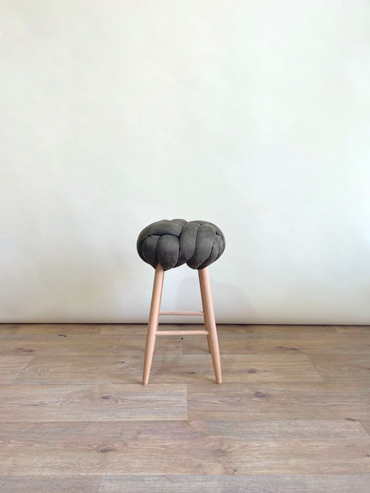 Army Green Vegan Suede Knot Bar Stool