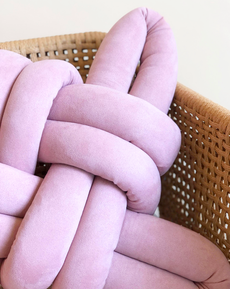 Rose Pink Vegan Suede Knot Pillow