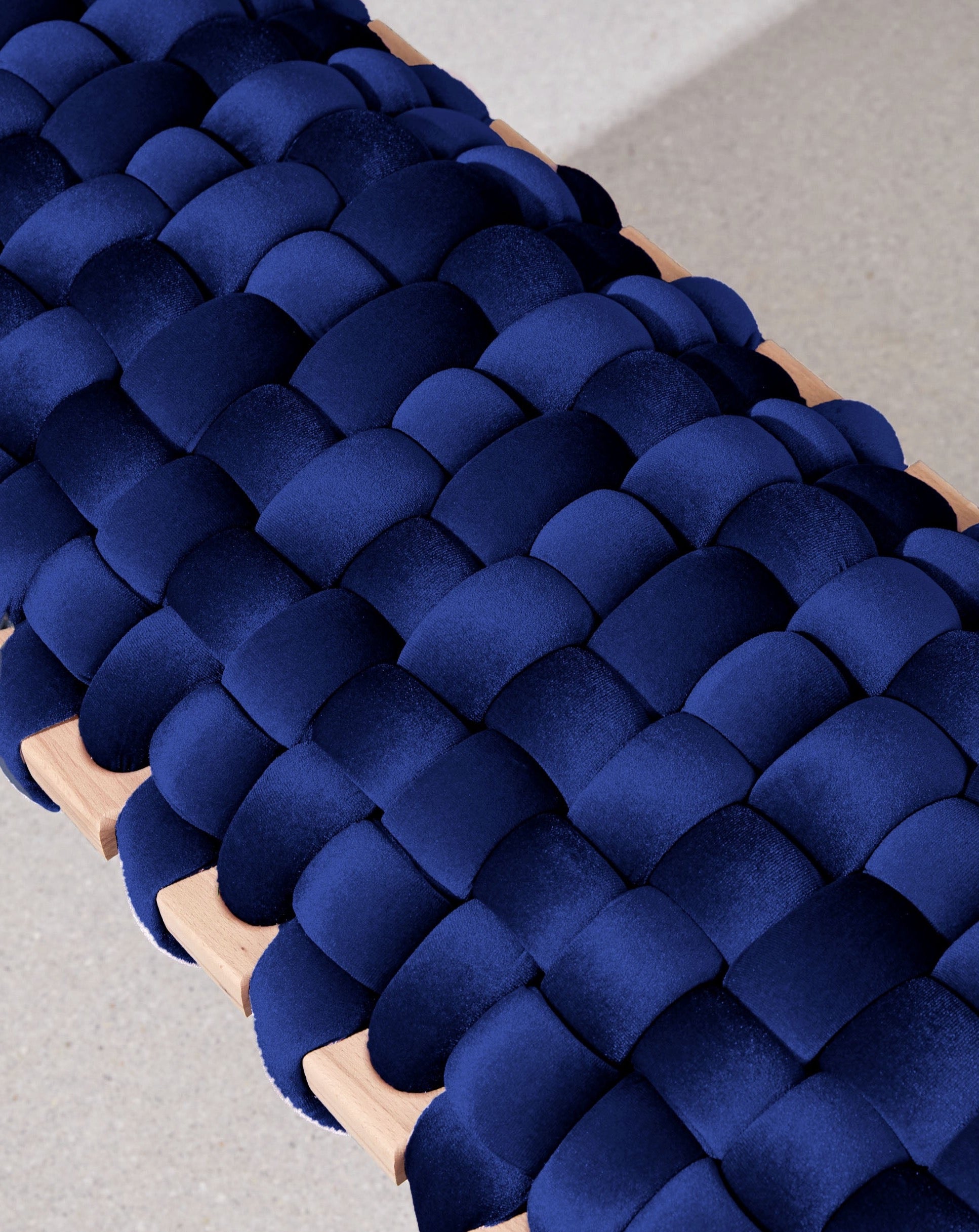 Midnight Blue Velvet Woven Bench