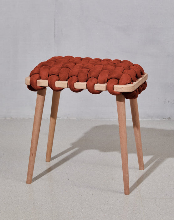 Red Earth Vegan Suede Woven Stool