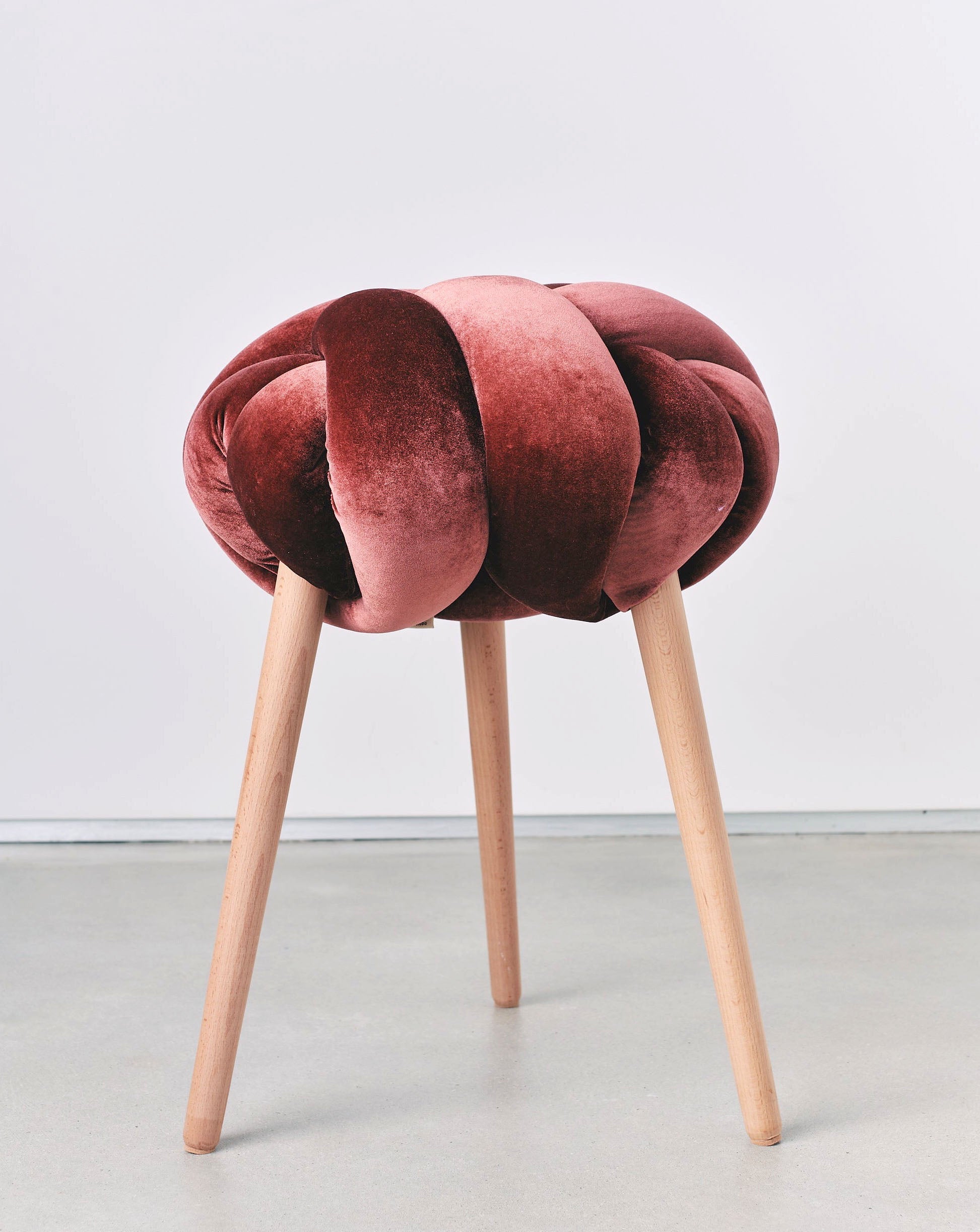 Glowing Rust Velvet Knot Stool- 50% OFF