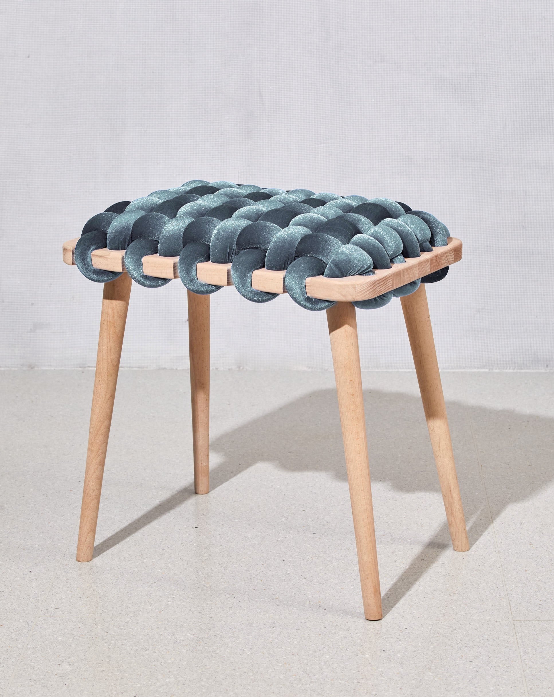 Sage Velvet Woven Stool