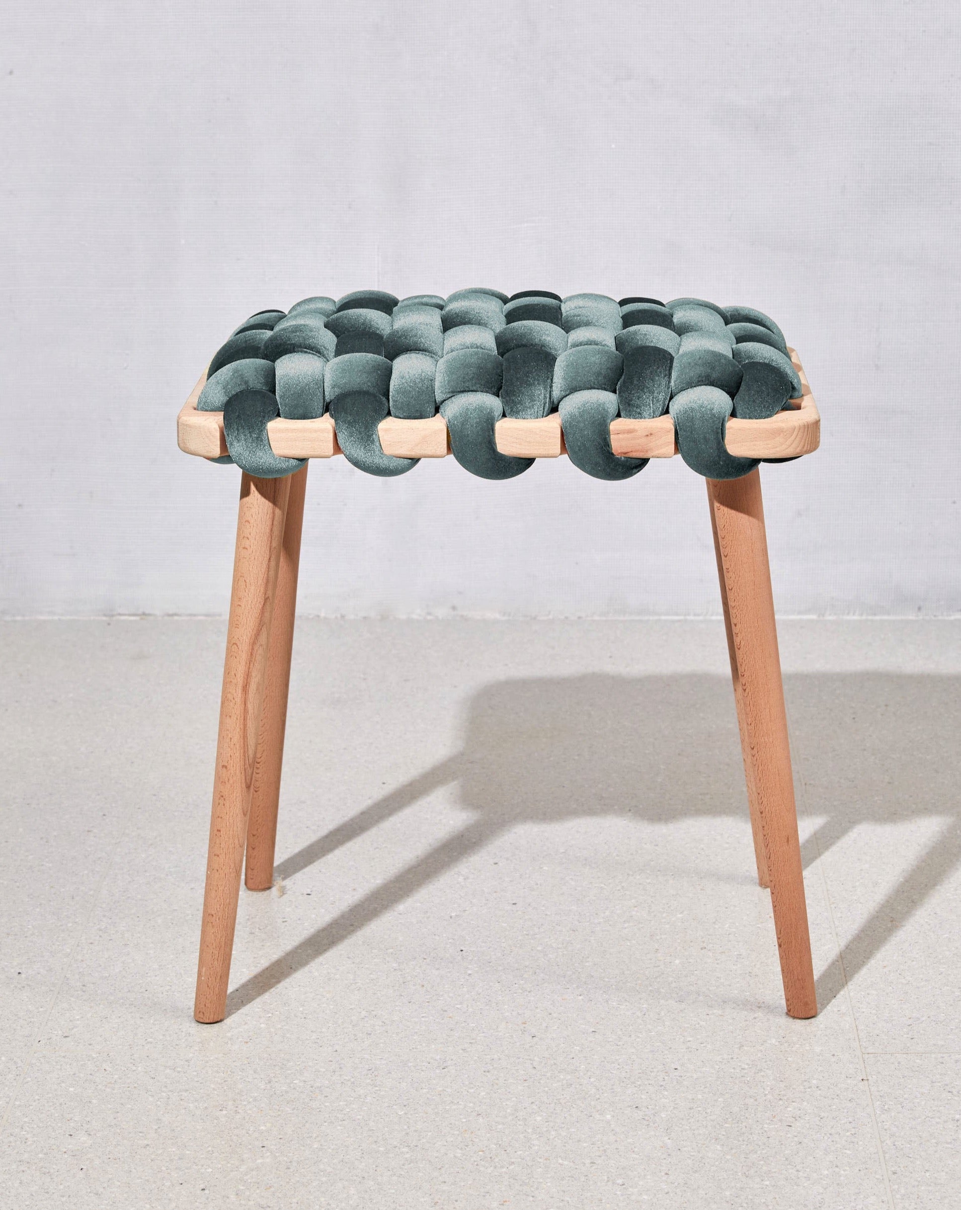 Sage Velvet Woven Stool