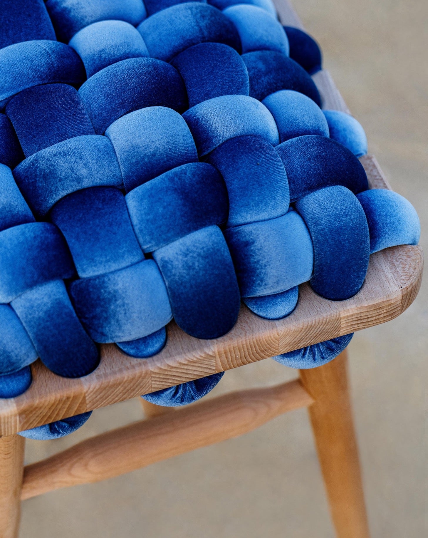 Mineral Blue Velvet Woven Bench