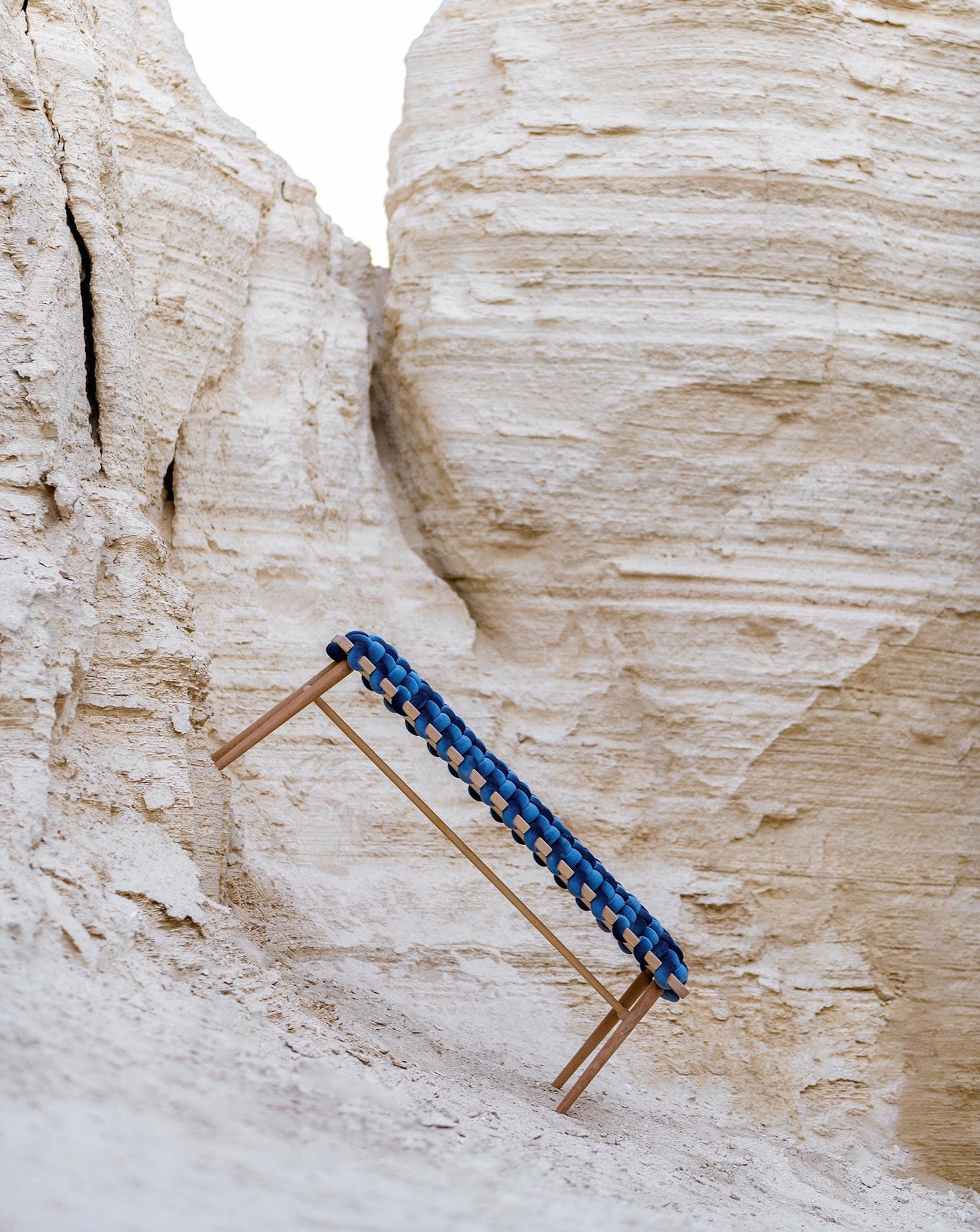 Mineral Blue Velvet Woven Bench