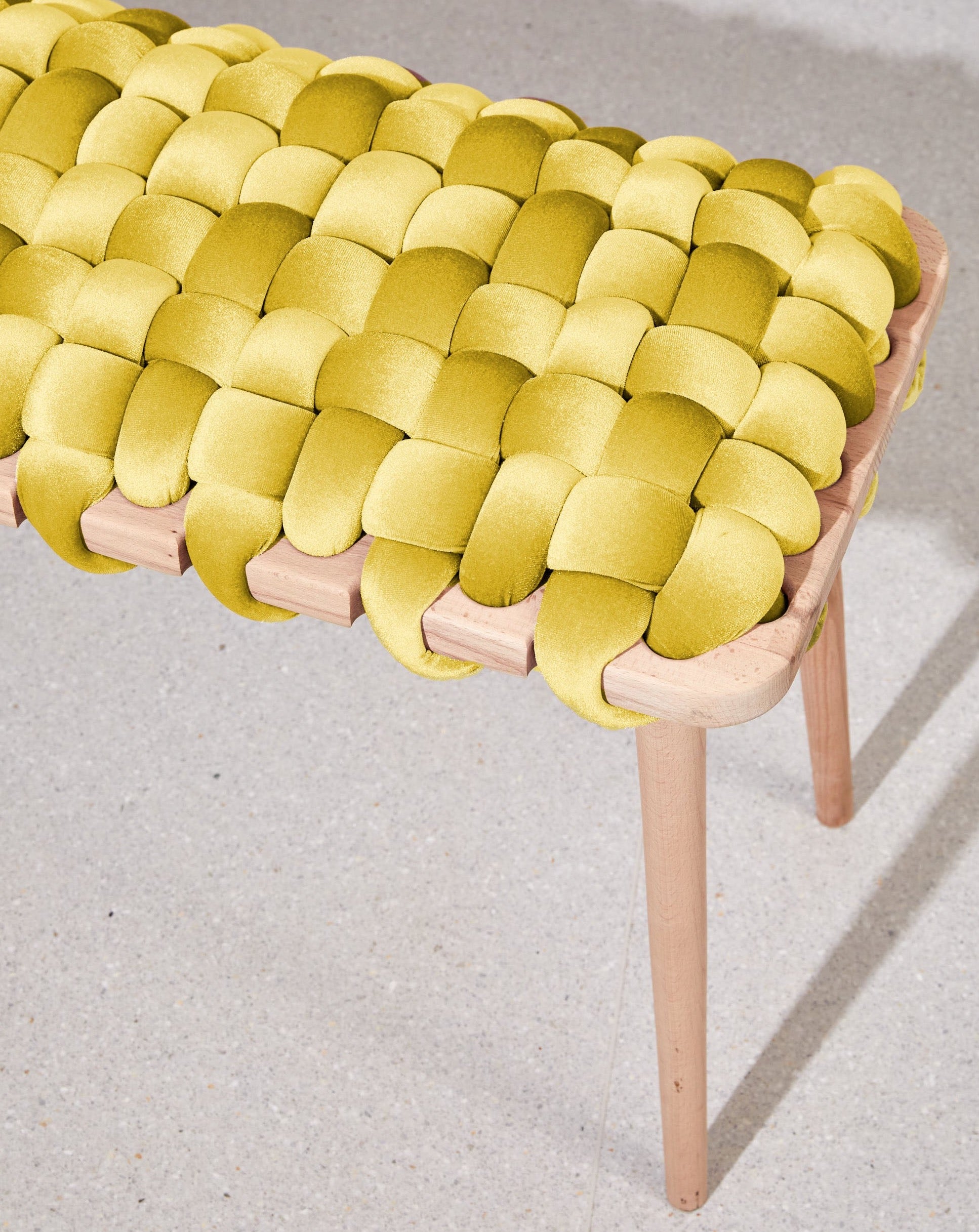 Illuminate Yellow Velvet Woven Bench