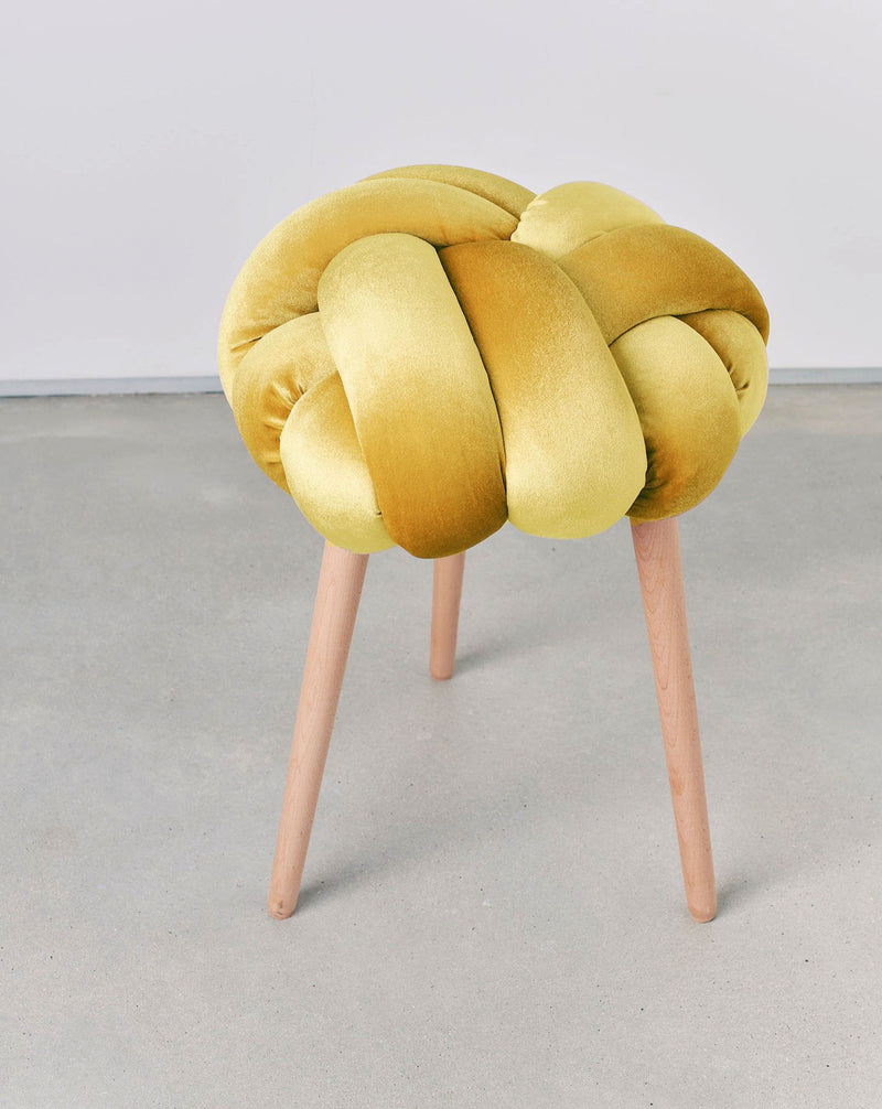 Illuminate Yellow Velvet Knot Stool