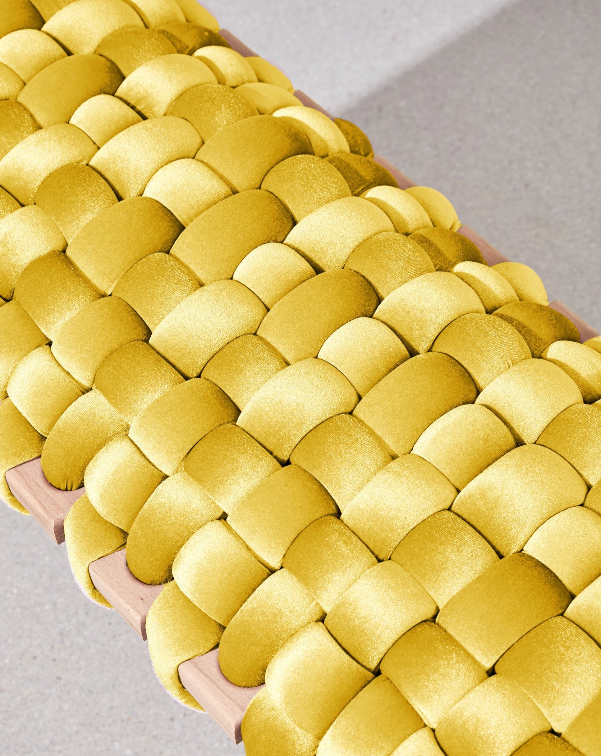 Illuminate Yellow Velvet Woven Bench