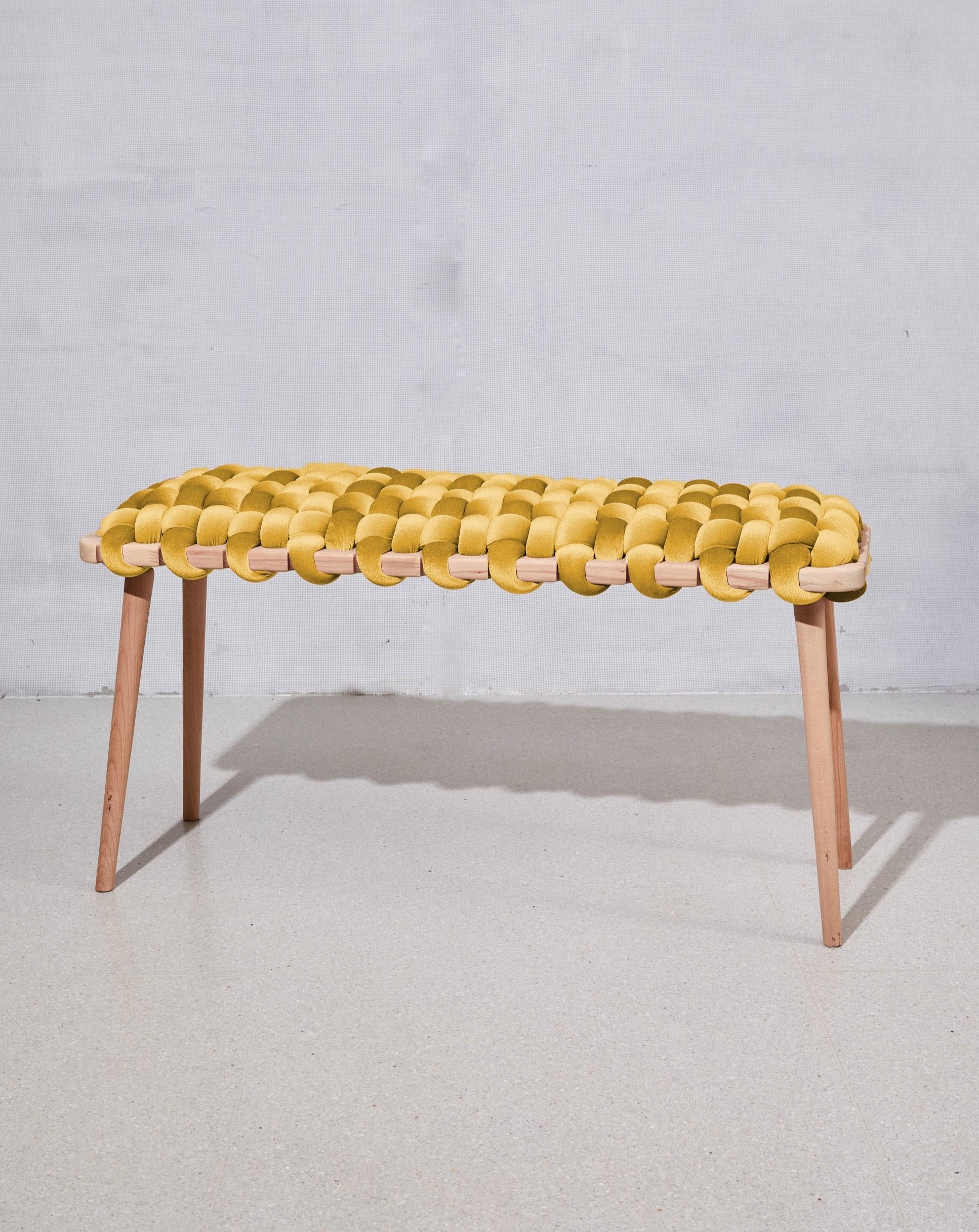 Illuminate Yellow Velvet Woven Bench