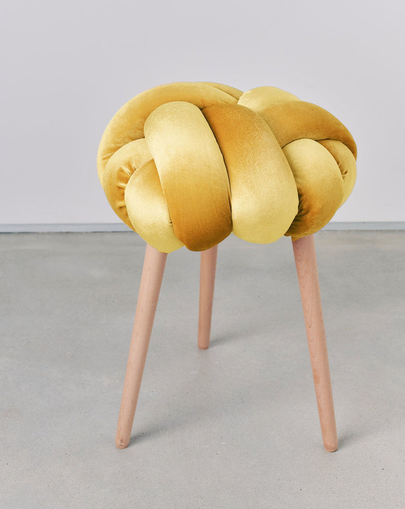 Illuminate Yellow Velvet Knot Stool