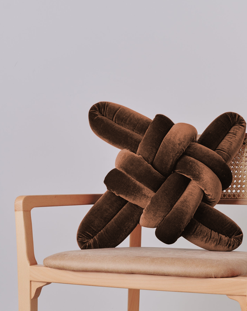 Acorn Velvet Knot Pillow