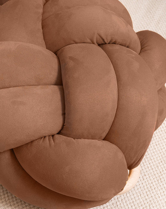 (L) Chocolate Brown Vegan Suede Knot Floor Cushion