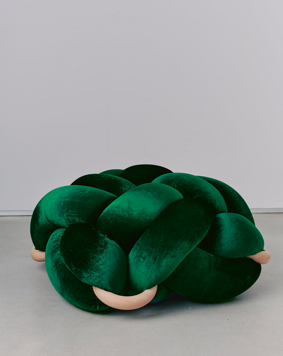 (L) Emerald Green Velvet Knot Floor Cushion