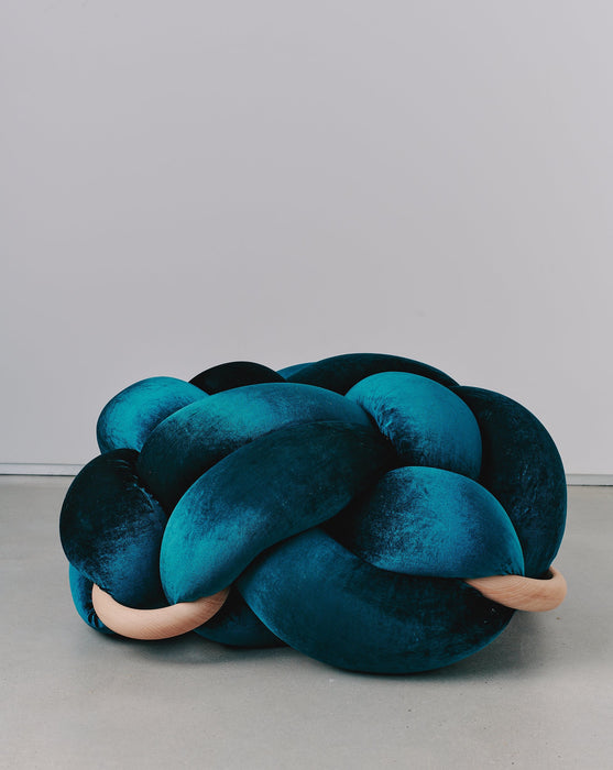 (L) Teal Velvet Knot Floor Cushion