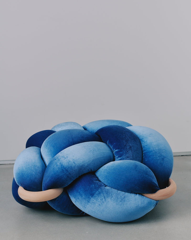 (L) Mineral Blue Velvet Knot Floor Cushion