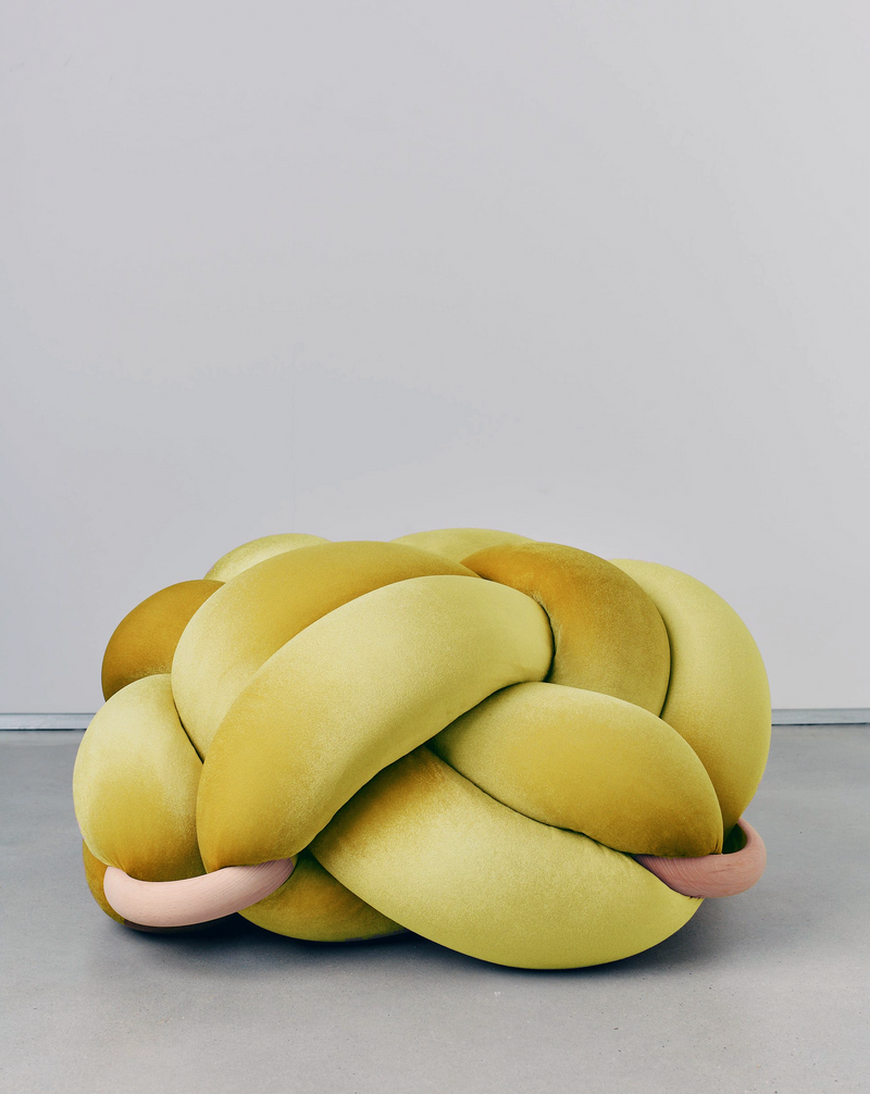 (L) Illuminate Yellow Velvet Knot Floor Cushion