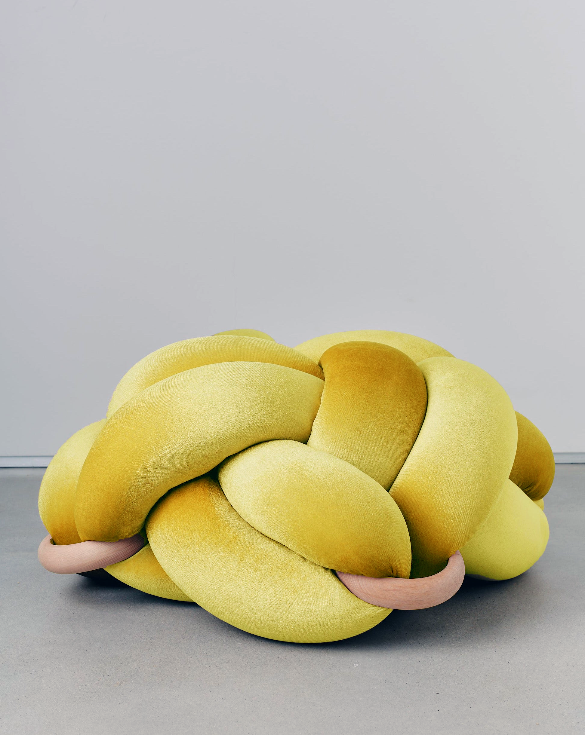 (L) Illuminate Yellow Velvet Knot Floor Cushion