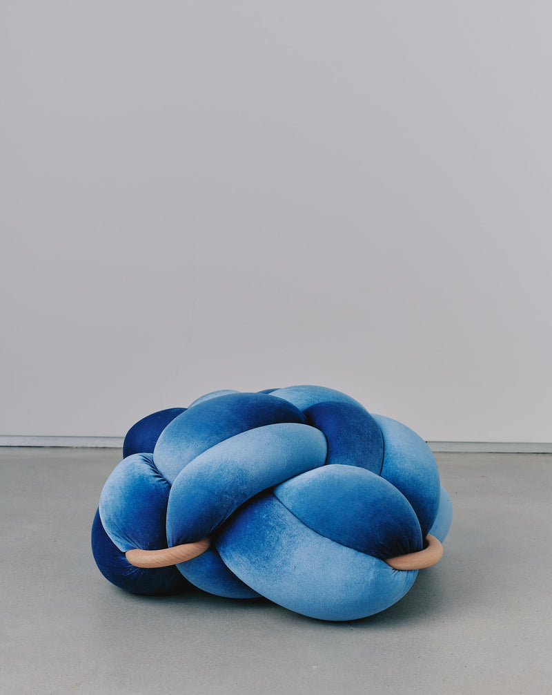 (M) Mineral Blue Velvet Knot Floor Cushion