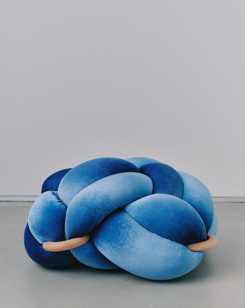 (M) Mineral Blue Velvet Knot Floor Cushion