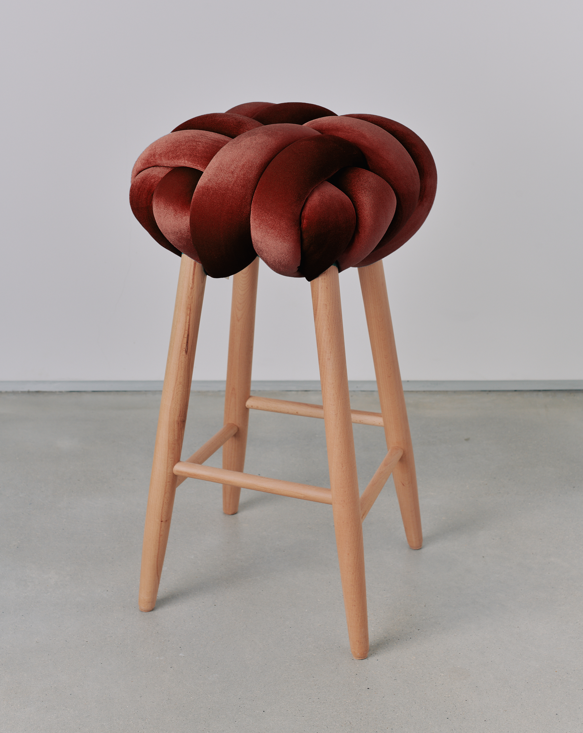 Glowing Rust Velvet Knot Bar Stool