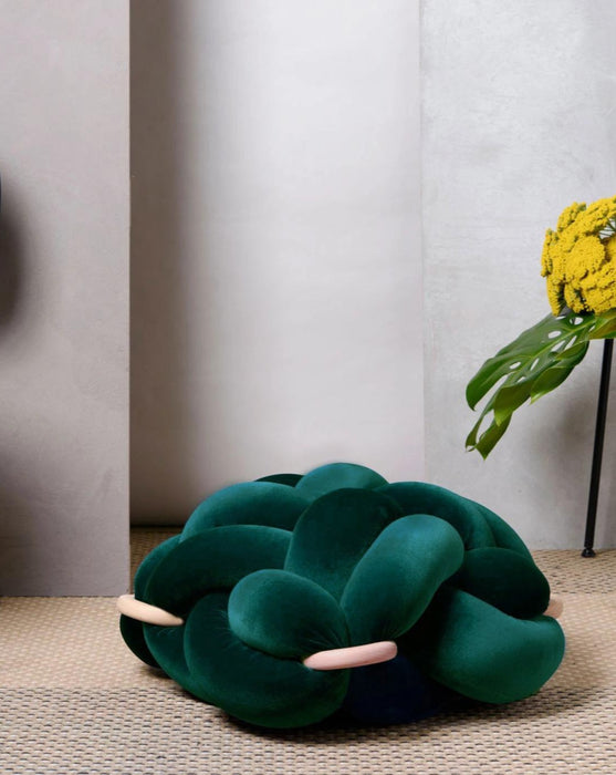 (M) Emerald Green Velvet Knot Floor Cushion