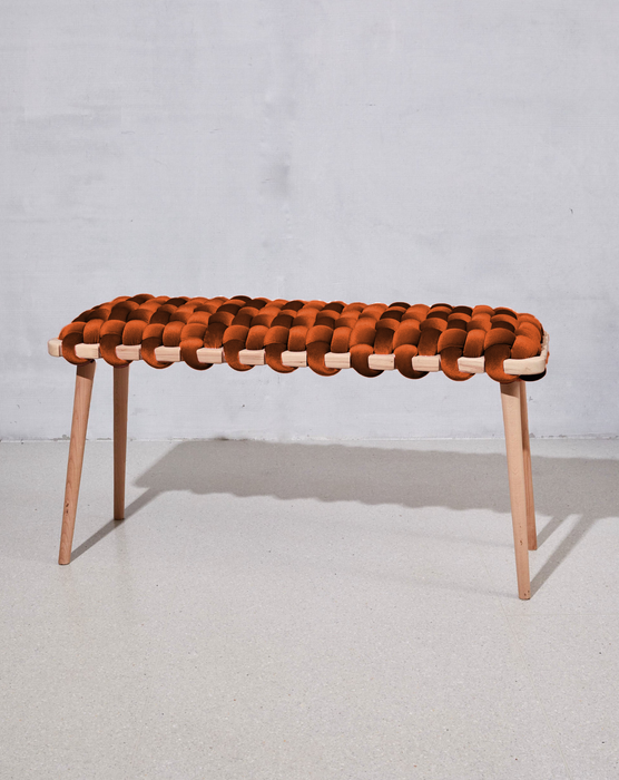 Copper Velvet Woven Bench